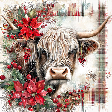 Christmas Highland Cow Sign, DCO-102174, Sign For Wreath, 10x10in Metal Sign